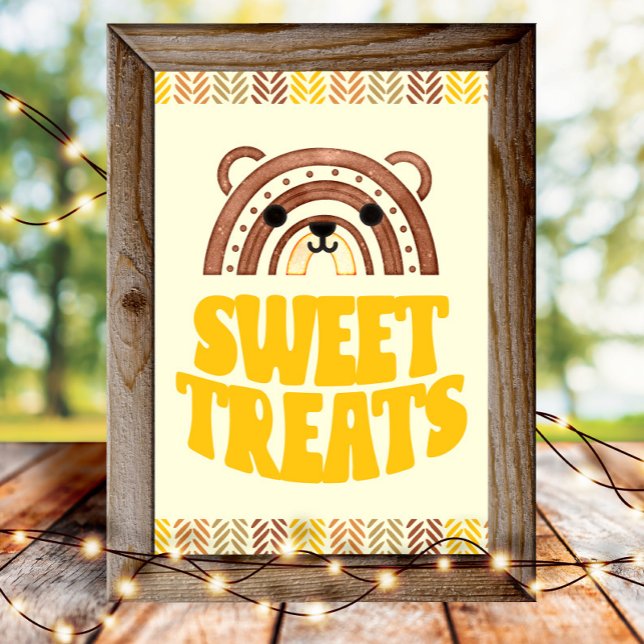 4 x 6 sötsaker Boho Woodland Bear Birthday Dessert Poster (Skapare uppladdad)