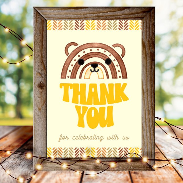 4 x 6 Tack Boho Woodland Bear Birthday Poster (Skapare uppladdad)