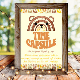 4 x 6 Tidpunkt för kapsel Boho Woodland Bear Birth Poster