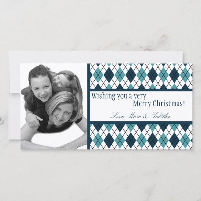 4 x 8 Blue White Argyle Ram PHOTO-julkort Julkort (Framsida)