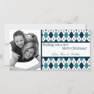 4 x 8 Blue White Argyle Ram PHOTO-julkort Julkort