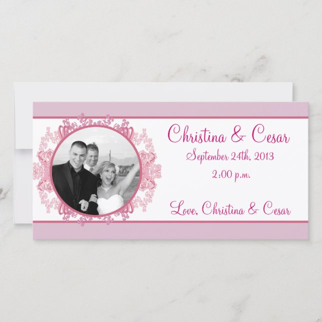 4 x 8 Förlovning Fotomeddelande Rosa/Lila Chin Meddelande (Framsida)