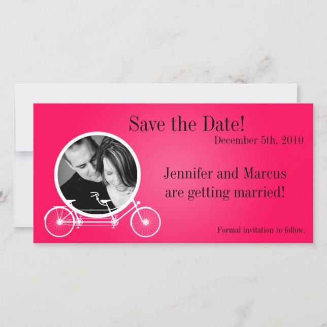 4 x 8-Förlovning Shock rosa Dubbla Bike Spara Datumet (Framsida)