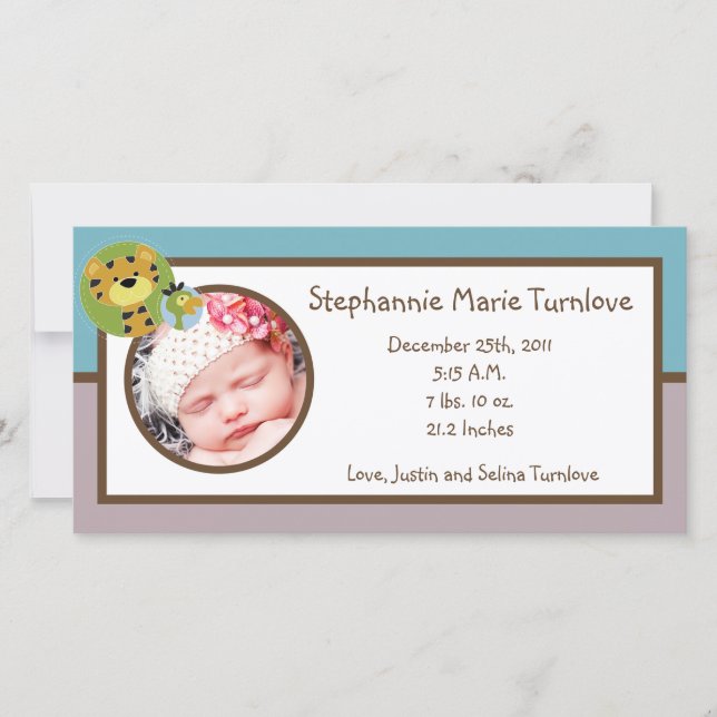 4 x 8 Fotofödelseattentat Jungle Tales Safari Meddelande (Framsida)