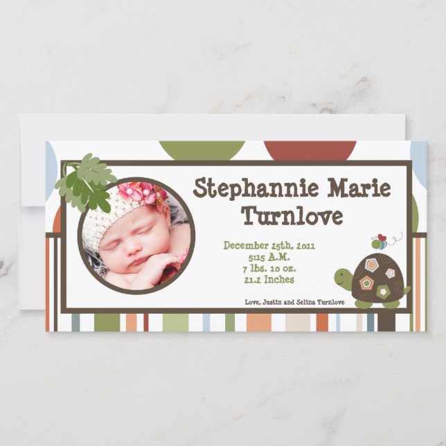 4 x 8 Fotofödelseattentat Laguna Beach Turtle Meddelande (Framsida)