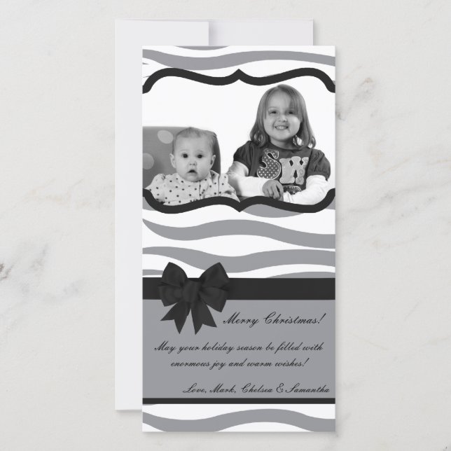 4 x 8 Grått Black Zebra Prin PHOTO-julkort Julkort (Framsida)