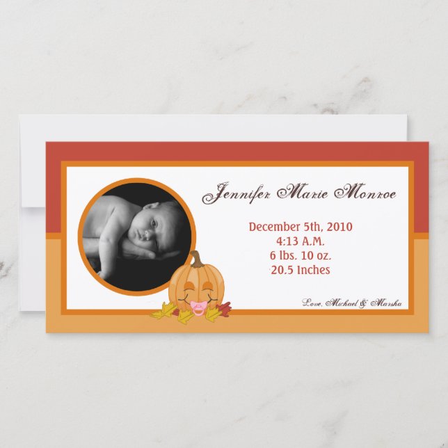 4 x 8 höstfällningspumpans fotofödelsemeddelande meddelande (Framsida)