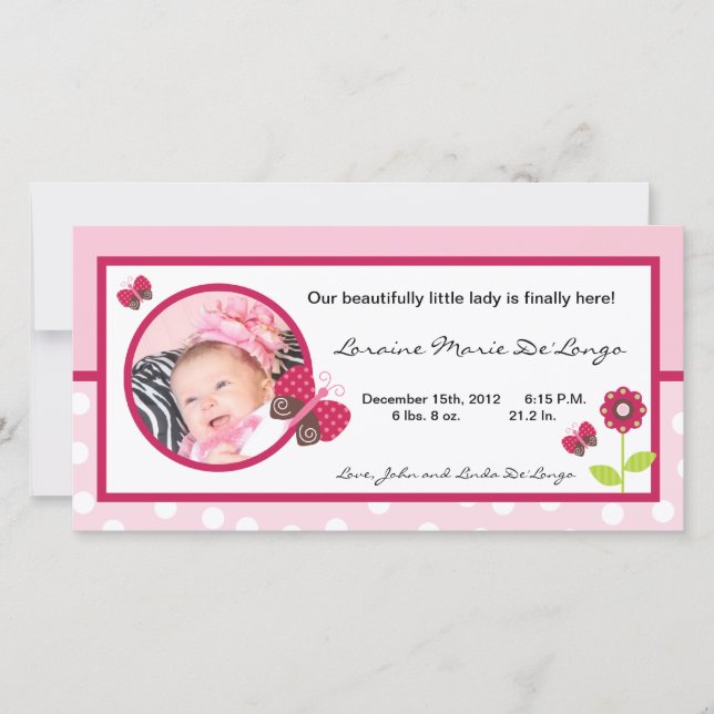 4 x 8 Nyckelpiga för fotofödelsemeddelande Berry G Meddelande (Framsida)