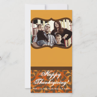 4 x 8 Orange och Brun Löv Thanksgiving PHOTOCard Julkort