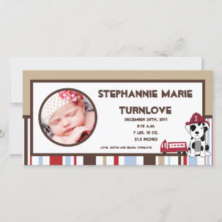 4 x 8 Photo Birement Announcement Nojo Fire Engine Meddelande