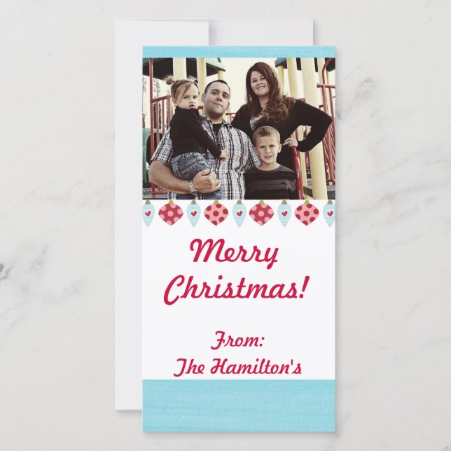 4 x 8 Polka-prick Juldekorationer - PHOTO-kort Julkort (Framsida)