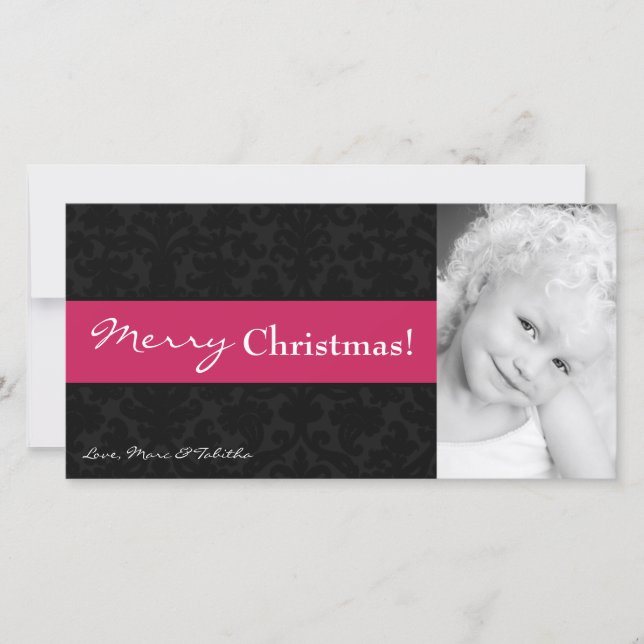 4 x 8 Rosa Black Damask Ram PHOTO-julkort Julkort (Framsida)
