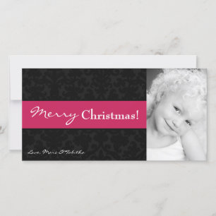 4 x 8 Rosa Black Damask Ram PHOTO-julkort Julkort