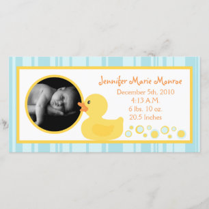 4 x 8 Rubber Ducky Bubbles Birth Notice Meddelande