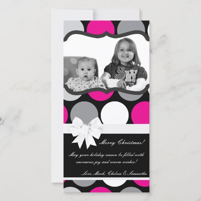 4 x 8 Shock rosa Black Polka Dot PHOTO-julkort Julkort (Framsida)