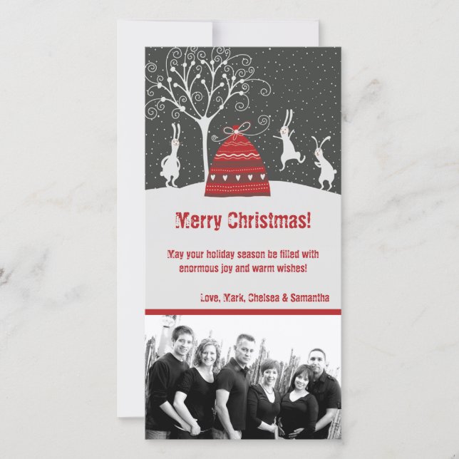 4 x 8 Snö Bunnies Bunnies Bunny Rabbit PHOTO-julko Julkort (Framsida)