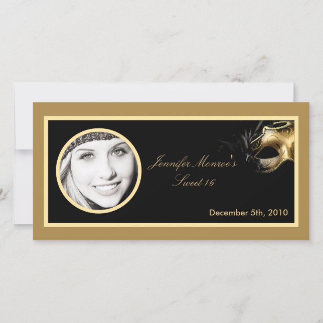 4 x 8 Söt 16 Guld Black Party-meddelande Meddelande (Framsida)