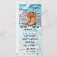 4 x 9.25 Program Cards Blue Wood Barn Door Boots