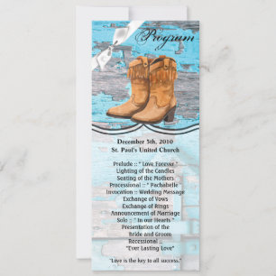4 x 9.25 Program Cards Blue Wood Barn Door Boots