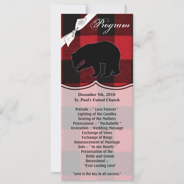 4 x 9,25-programkort Red Buffalo Play Bear Black Inbjudningar (Framsida)