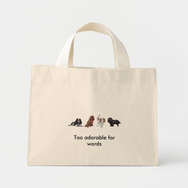 4 x Kung Charles Cavalier Spain Tote bag Mini Tygkasse (Framsidan)
