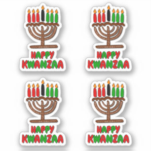 4 x Lycklig Kwanzaa Röda Gult Grönt Candles Klistermärken