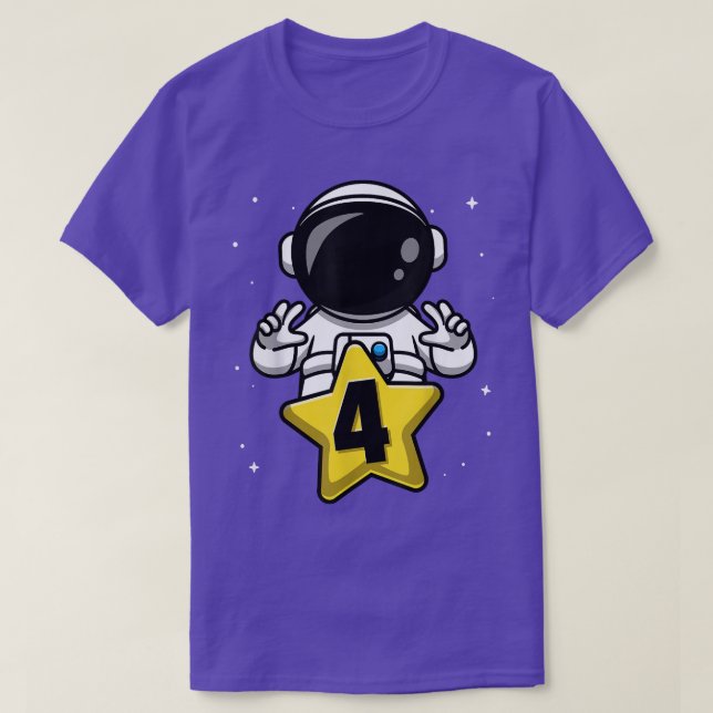 4 Year Old Birthday Boy Astronaut  4th Bday Party  T Shirt (Design framsida)