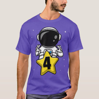 4 Year Old Birthday Boy Astronaut  4th Bday Party  T Shirt