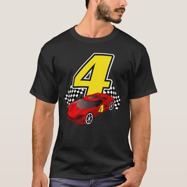 4 Year Old Racecar Sportscar Birthday Boys Girls G T Shirt (Framsida)