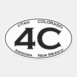 4C - Fyra hörn USA Oval Logotyp Ovalt Klistermärke