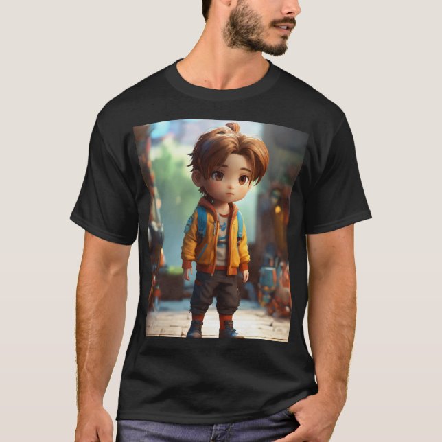 4D Fullt-body Photographic Chibi Boy T-Shirt (Framsida)