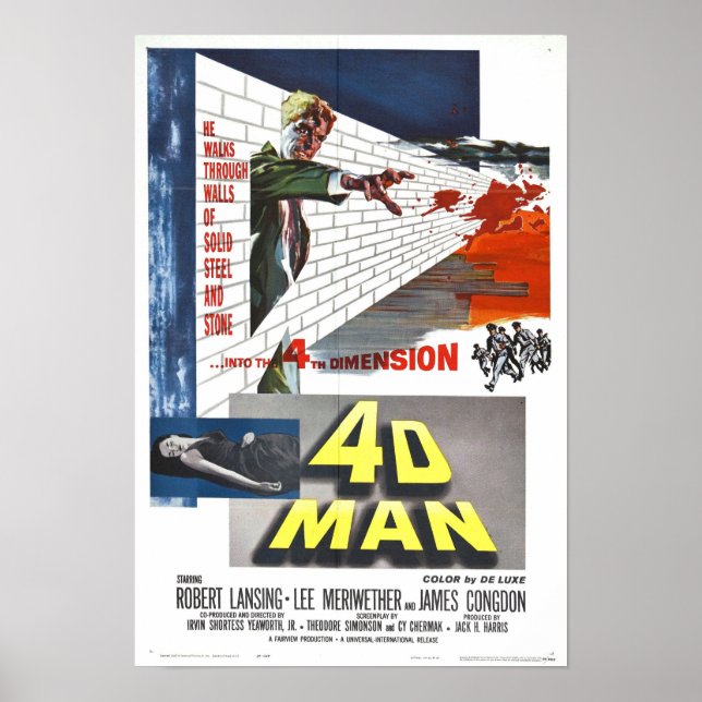 4D Man Movie Poster Science Sci fi Action (Framsidan)
