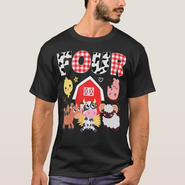4e födelsedagen 4 år gammalt lantbrukstema Fågelfå T Shirt (Framsida)