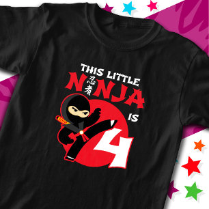 4e födelsedagen 4-åriga barn Party Little Ninja 4 T Shirt