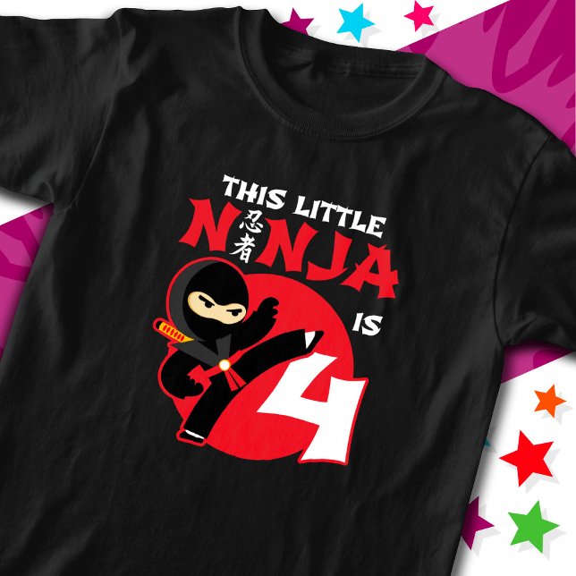 4e födelsedagen 4-åriga barn Party Little Ninja 4 T Shirt (Skapare uppladdad)