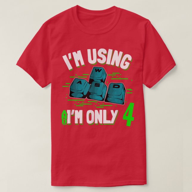 4e födelsedagen 4 års Gamer WASD-spel Vide T Shirt (Design framsida)