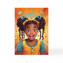 4e födelsedagen African American Girl Pop Art Stil