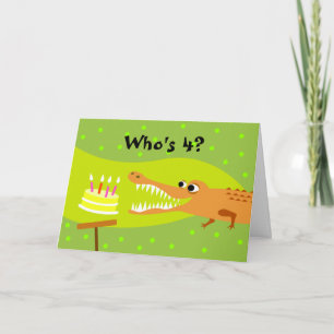 4e födelsedagen Alligator Kort