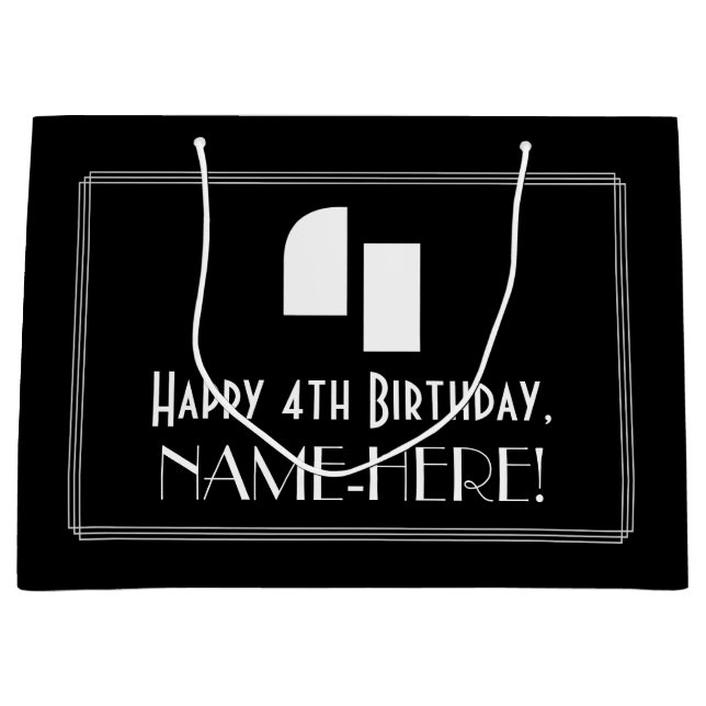 4e födelsedagen ~ Art Deco Inspired Titta "4" + Na (Framsidan)