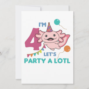 4e födelsedagen Axolotl 4 år gammal sötad Axolotls Inbjudningar