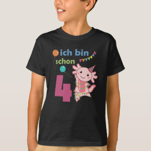 4e födelsedagen Axolotl Fyra år gamla sötdjur T Shirt