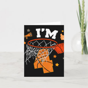 4e födelsedagen Basketball Boy 4 år gammal 4 år Bd Kort
