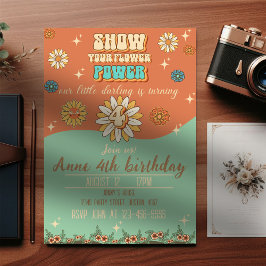 4e födelsedagen bohemian groovy stil retro inbjudningar