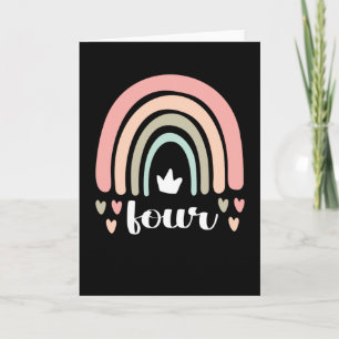 4e födelsedagen Boho Rainbow Party Kids 4 år gamma Kort