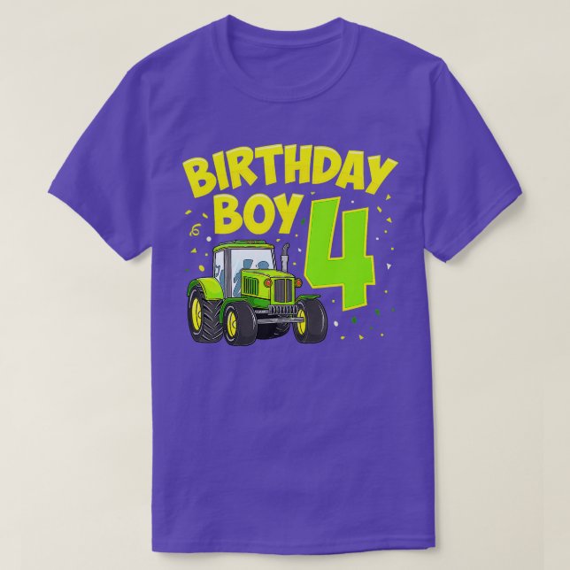 4e födelsedagen Boy 4 Year Old Farm ruck ractor Pa T Shirt (Design framsida)