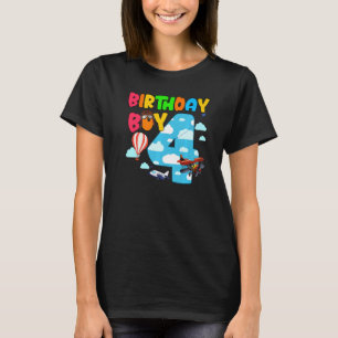 4e födelsedagen Boy Airplane Pilot 4 Years Old Hel T Shirt
