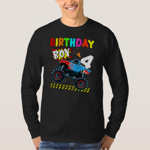 4e födelsedagen Boy Blaze 4 år gammal monster Last T Shirt