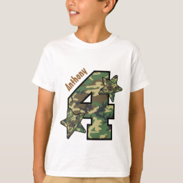 4e födelsedagen Boy Camo och Stars eget namn V01D T-shirt