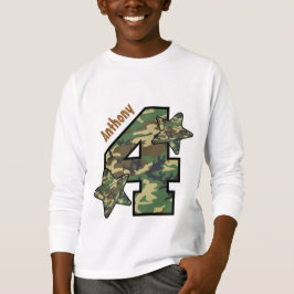 4e födelsedagen Boy Camo och Stars eget namn V01D T-shirt