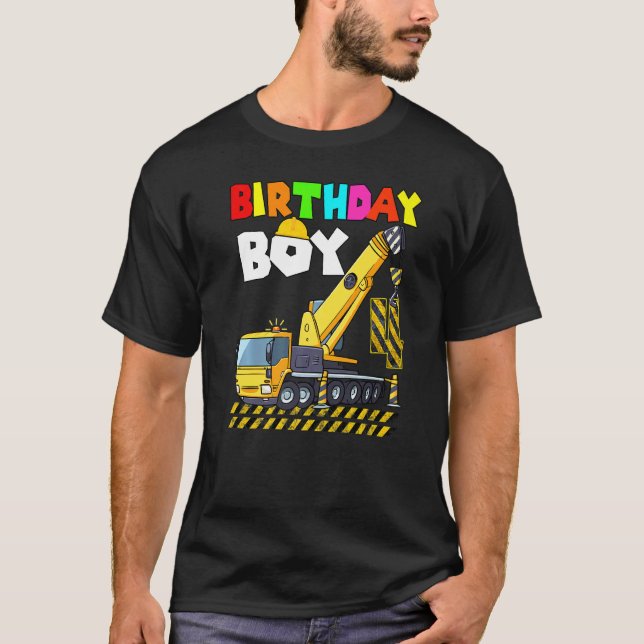 4e födelsedagen Boy Crane Lastbil Excavator 4 år g T Shirt (Framsida)